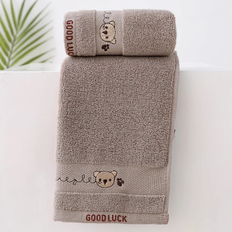 Soft Cotton Baby Bath Towel with Cute Bear Embroidery