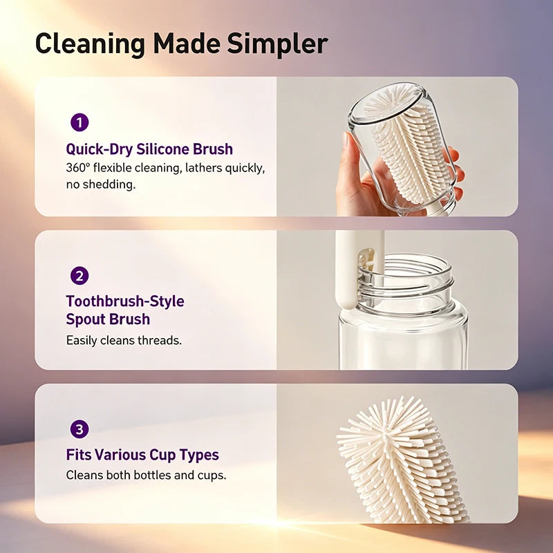 Portable Baby Bottle Cleaning Kit – 10-in-1 Bottle Brush Set with Drying Rack & Travel Case