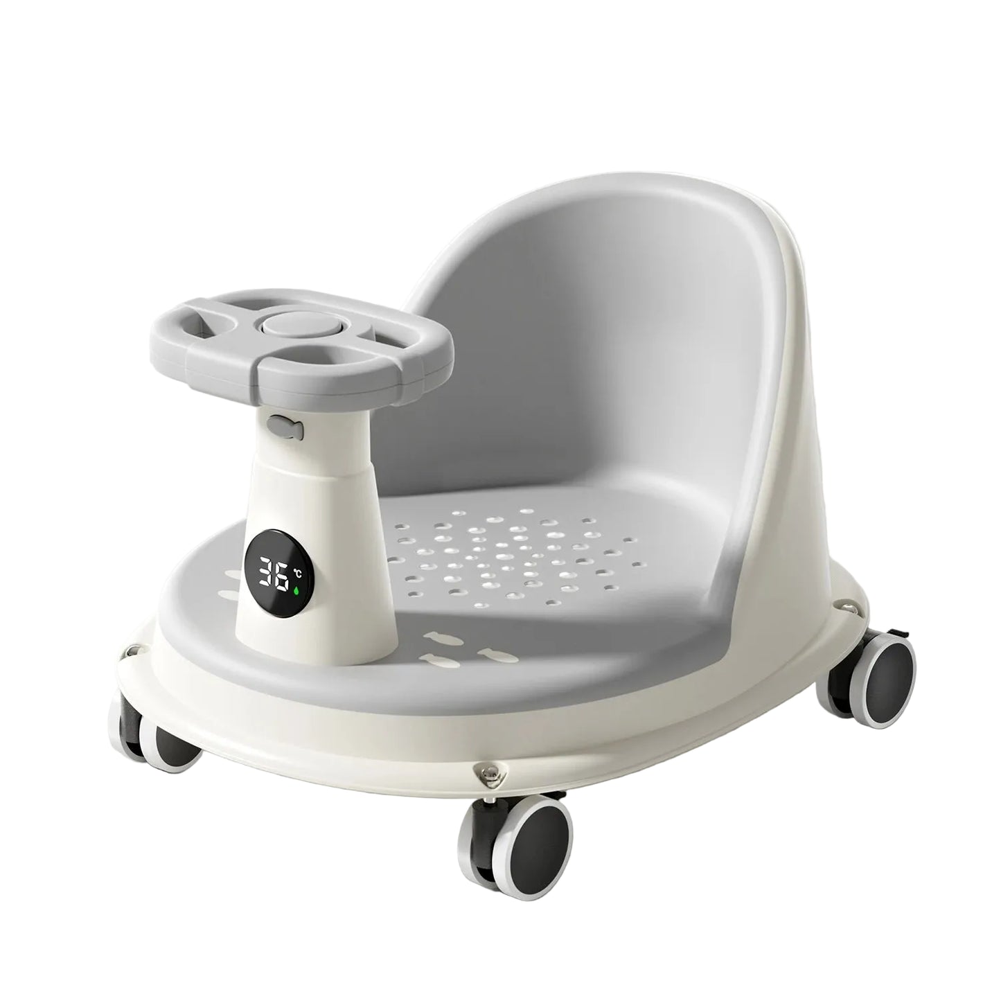 Baby Bath Seat with Temperature Display & Wheels