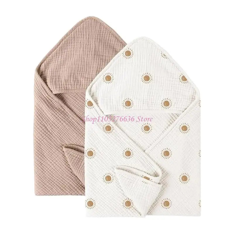 2 Pack Hooded Baby Towels | Ultra Soft Cotton Gauze Bath Towels for Newborns