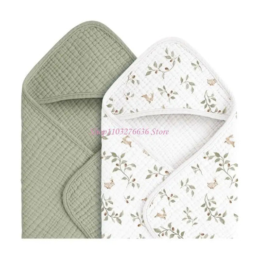 2 Pack Hooded Baby Towels | Ultra Soft Cotton Gauze Bath Towels for Newborns