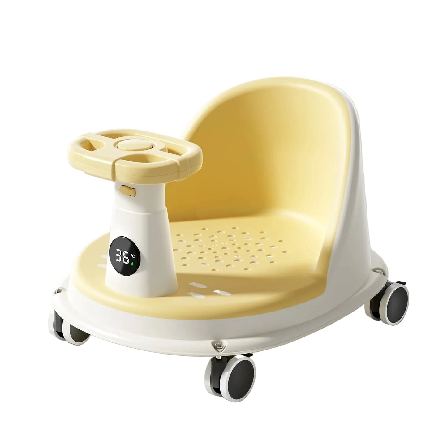 Baby Bath Seat with Temperature Display & Wheels