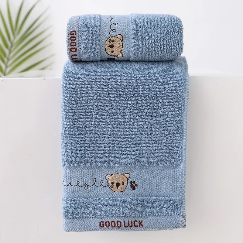 Soft Cotton Baby Bath Towel with Cute Bear Embroidery