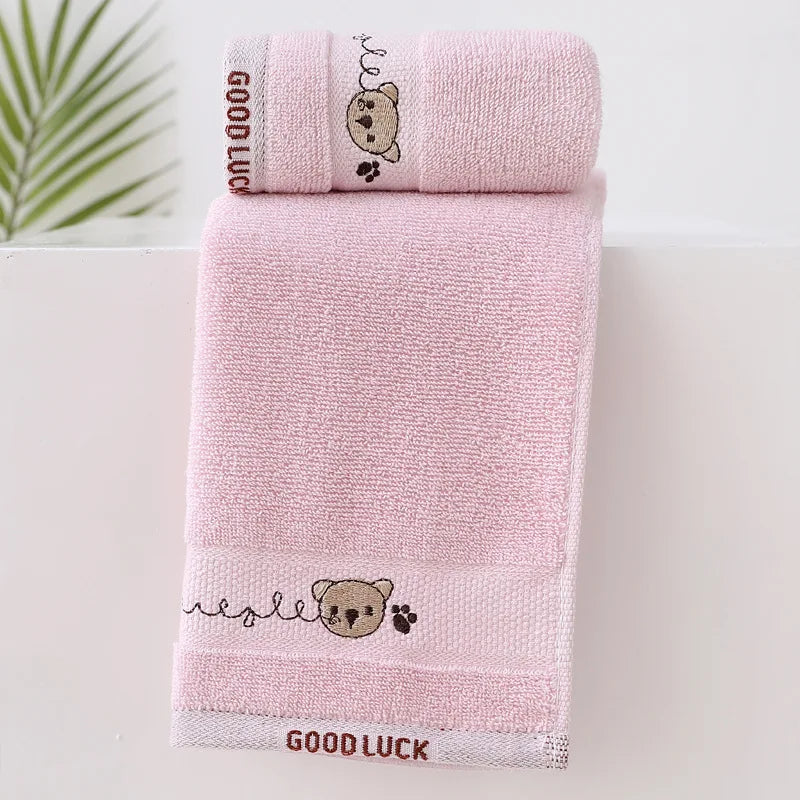 Soft Cotton Baby Bath Towel with Cute Bear Embroidery