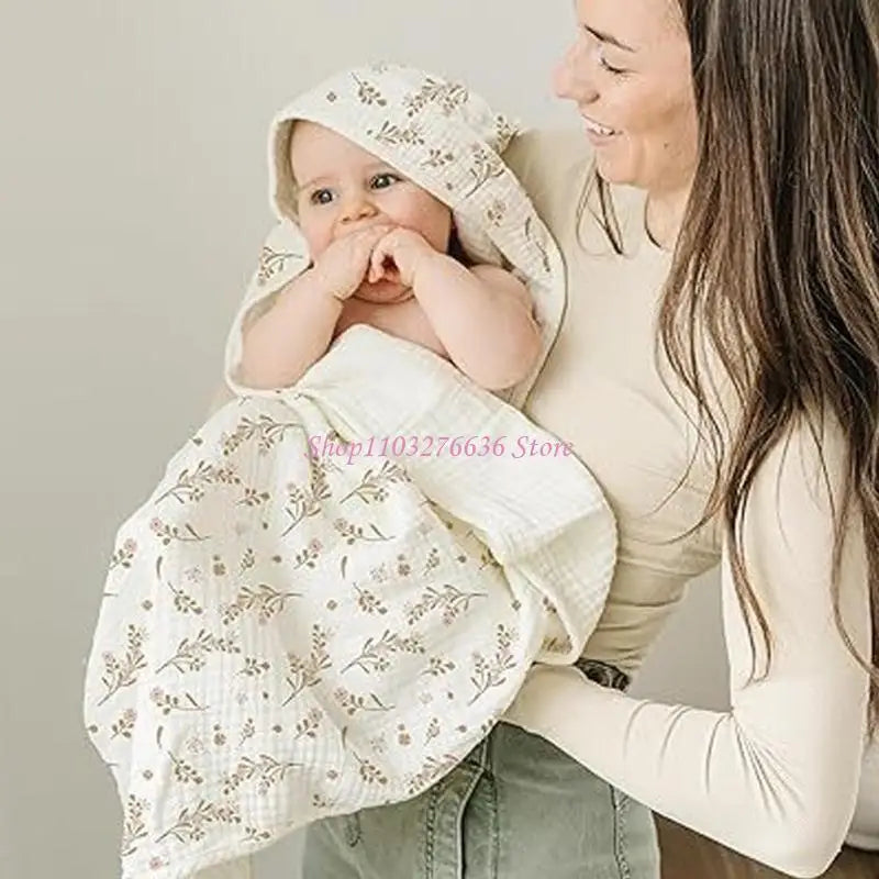 2 Pack Hooded Baby Towels | Ultra Soft Cotton Gauze Bath Towels for Newborns