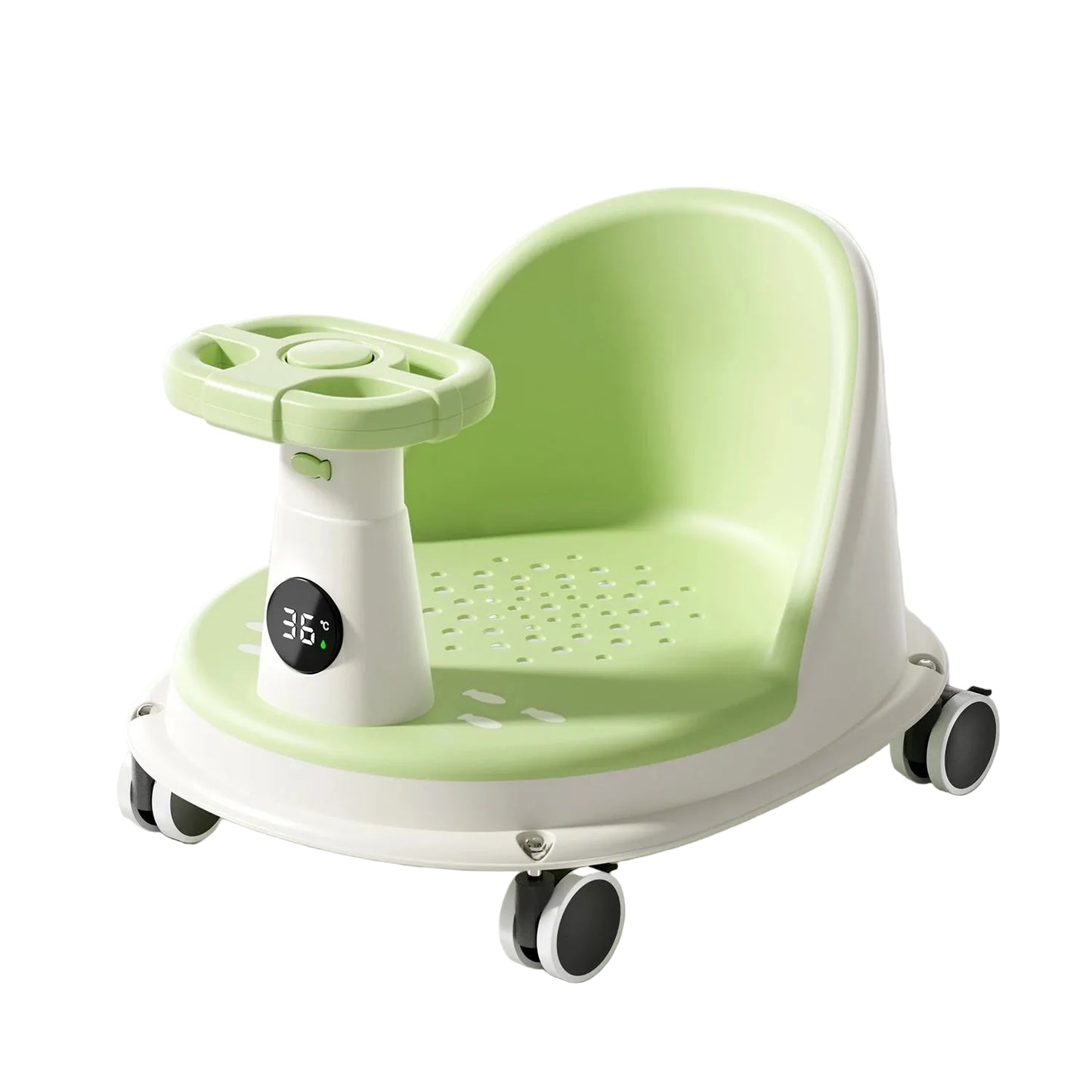 Baby Bath Seat with Temperature Display & Wheels