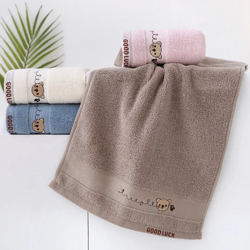 Soft Cotton Baby Bath Towel with Cute Bear Embroidery