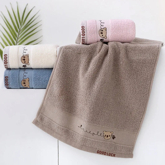 Soft Cotton Baby Bath Towel with Cute Bear Embroidery