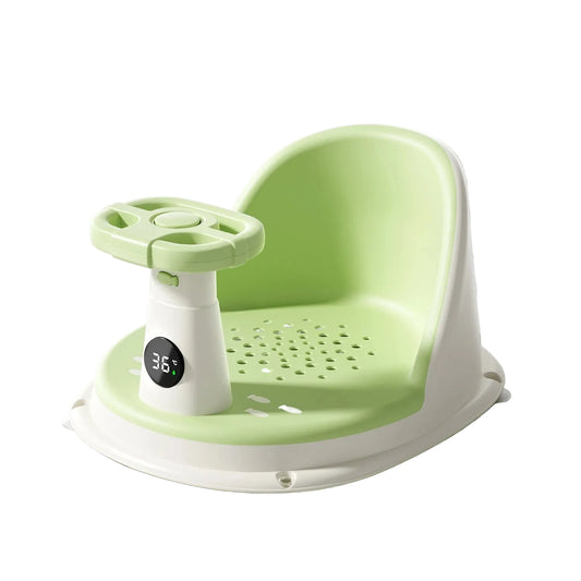Baby Bath Seat with Temperature Display & Wheels