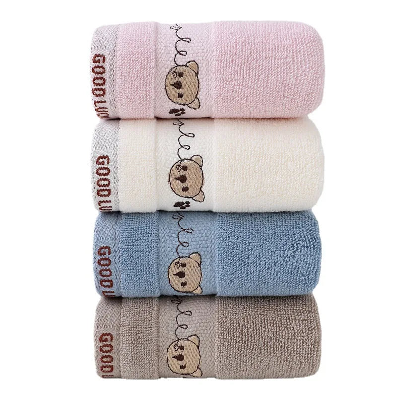 Soft Cotton Baby Bath Towel with Cute Bear Embroidery